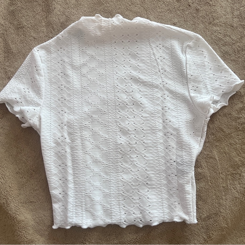 Elegant White Eyelet Women's Top